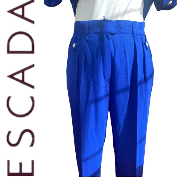 Vintage Escada blue Gitane Pant Suit with 
Blazer Size 38 German - Picture 7 of 13
